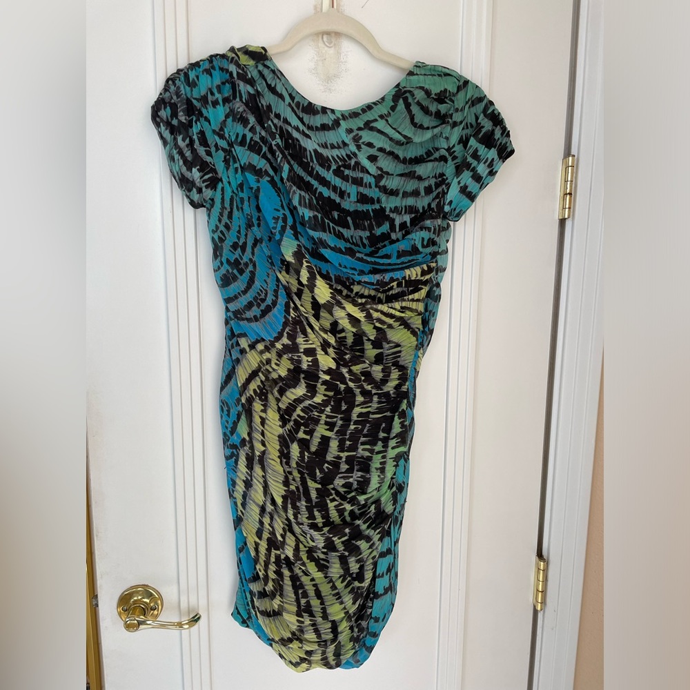 Diane von Furstenberg Butterfly Mini Dress Size 2 Silk